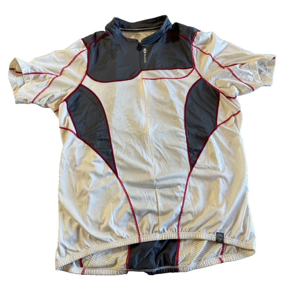 SUGOI Cycling Jersey Large Gray Mens Bike Biking Pockets Cycle
